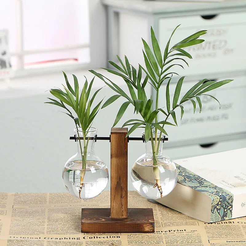 Creative Wooden Frame Hydroponic Vase